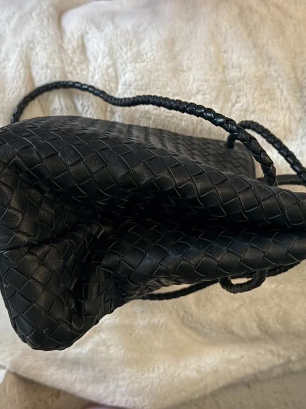 Quince Romy Handwoven Satchel Black Italian Leather NWOT